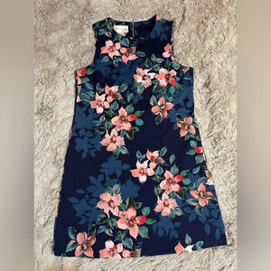 DONNA MORGAN Navy Blue Pink‎ Floral Sleeveless A line Shift Dress 14